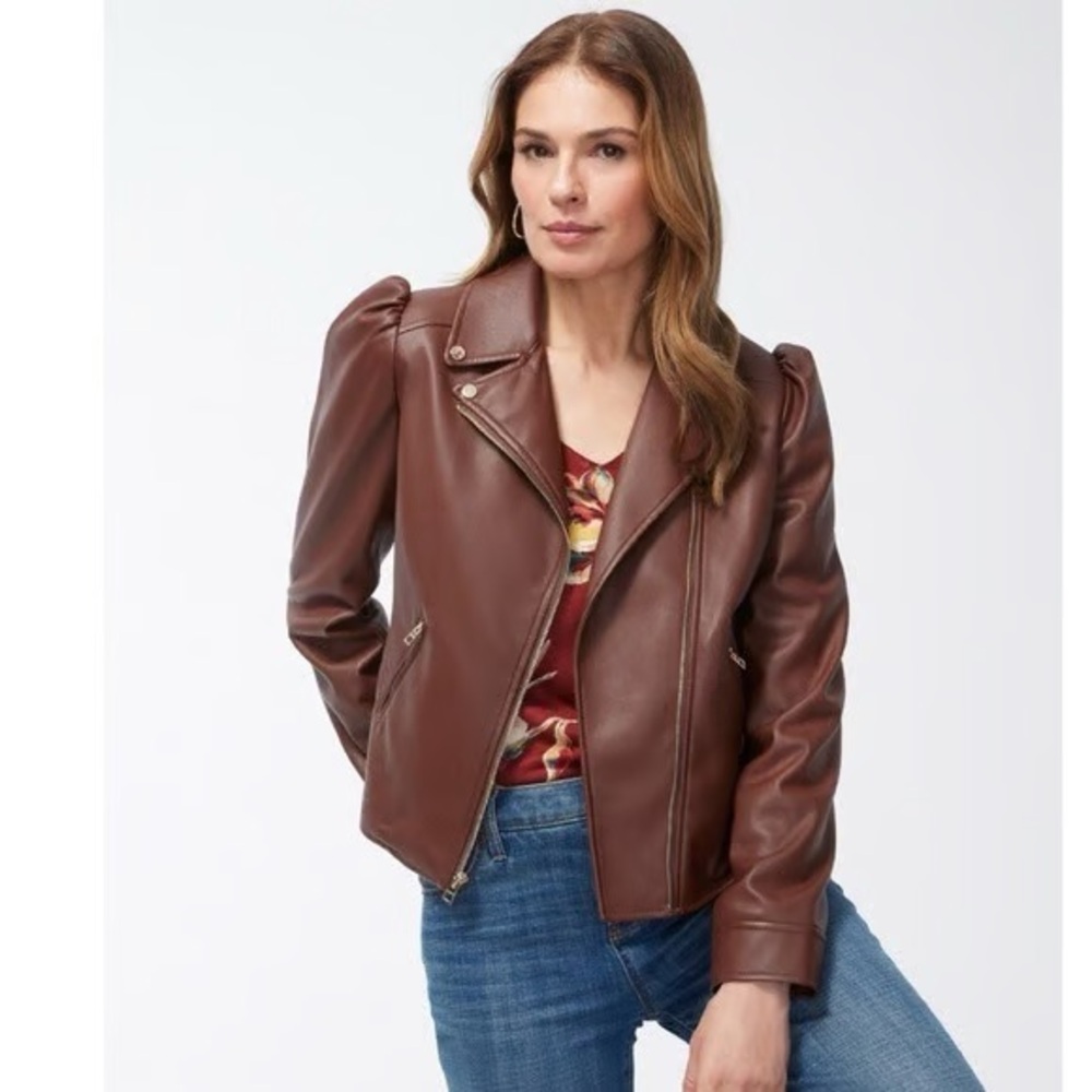 Brown vegan Leather Women's Jacket